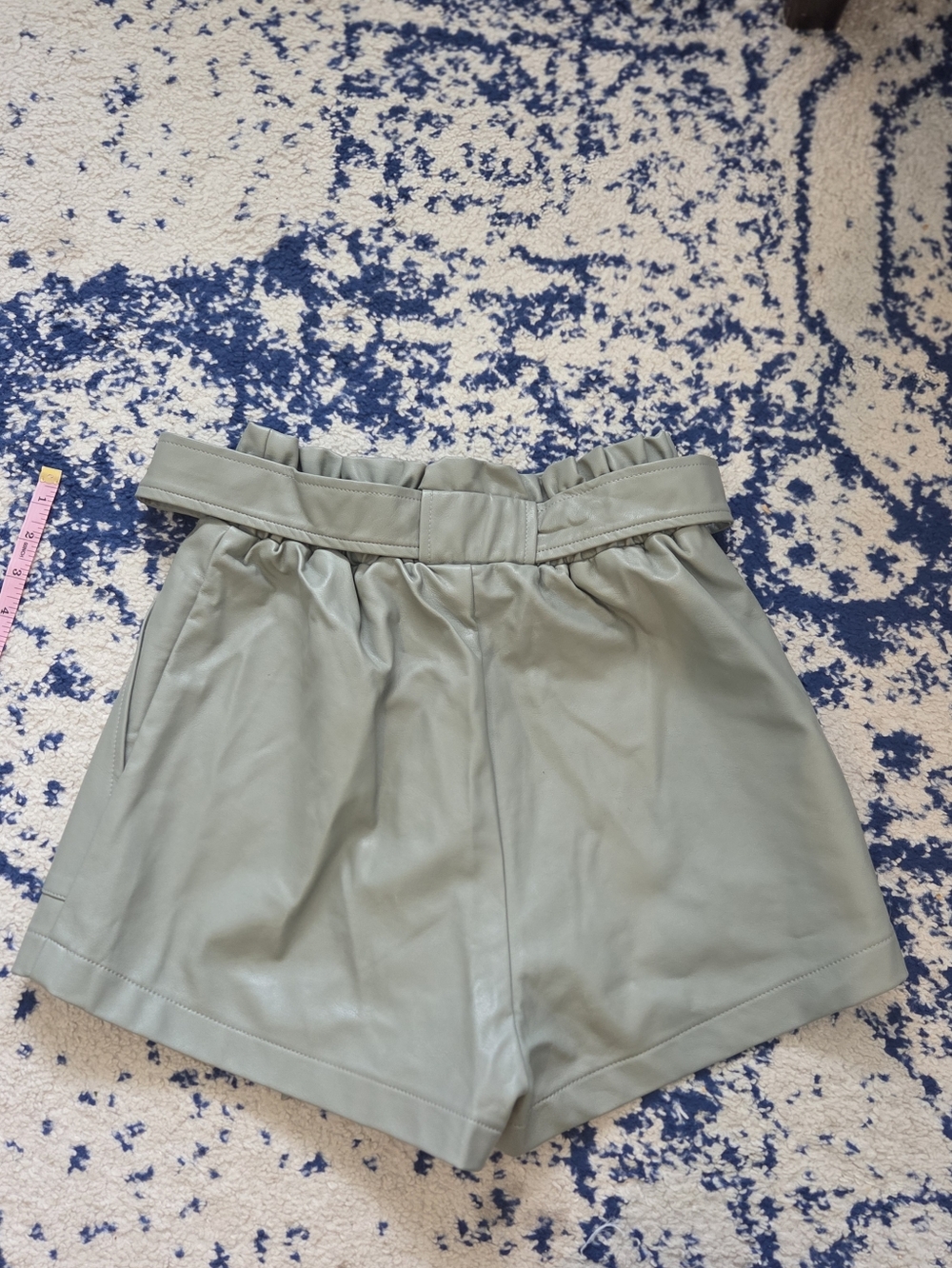 Petal & Pup Sage Green High-Waist Paperbag Shorts with Belt - Picture 5 of 6